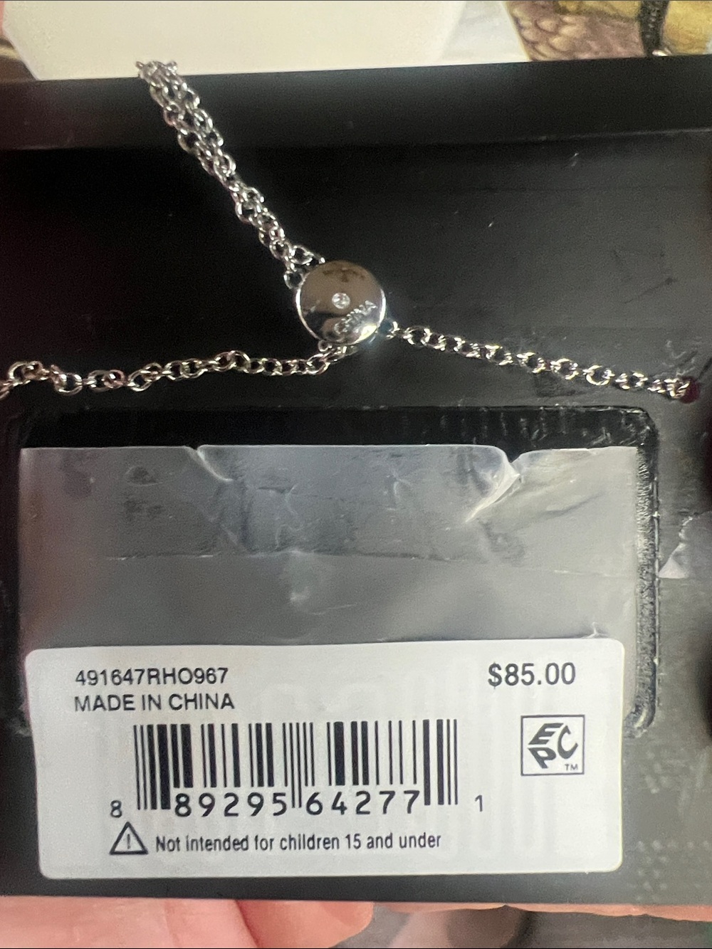 Coach Two-Tone Heart Slider Necklace - Black & Pink - Picture 5 of 6